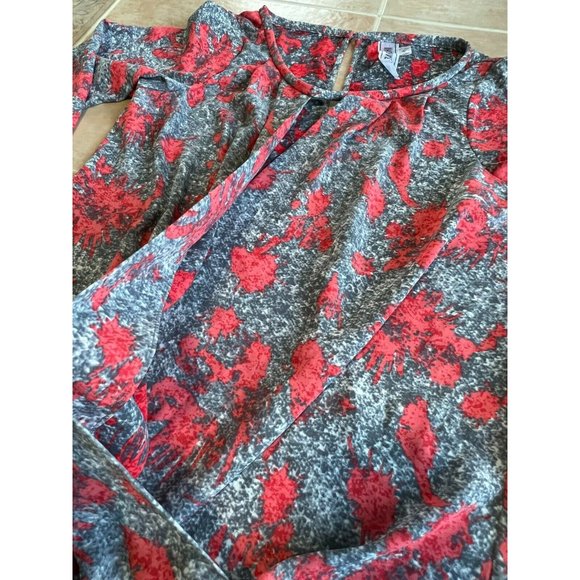 Yoana Baraschi WORN ONCE Printed Faux Wrap Blouse Long Sleeve Gray Red Size XS - Picture 3 of 9